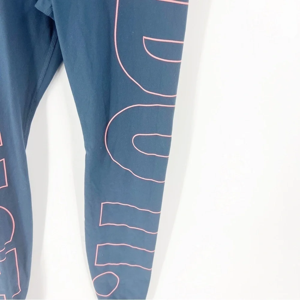 ✅ Nike Women's Size S Dri-Fit Legend Gray Blue Leggings Big Logo Slim Fit 852705